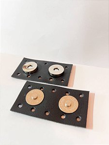 Fechamento Botão Imã Duplo 3,5x6,5cm Preto & Níquel