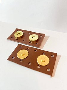Fechamento Botão Imã Duplo 3,5x6,5cm Marrom & Dourado