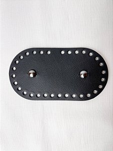 Base Couro Oval 9x17cm com Bailarina-Preto/Ônix