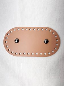 Base Couro Oval 9x17cm com Bailarina-Caramelo Claro/Ônix