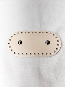 Base Couro Oval 9x17cm com Bailarina-Bege/Ônix