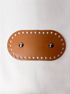 Base Couro Oval 9x17cm com Bailarina-Caramelo Escuro/Ônix