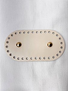 Base Couro Oval 9x17cm com Bailarina-Bege/Dourado