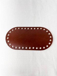 Base Couro Oval 9x17cm Marrom