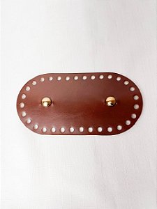 Base Couro Oval 9x17cm com Bailarina-Marrom/Dourado