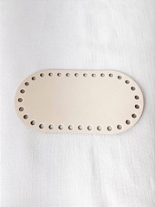 Base Couro Oval 9x17cm Bege