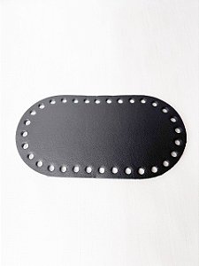 Base Couro Oval 9x17cm Preto