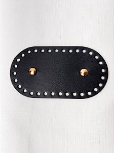 Base Couro Oval 9x17cm com Bailarina-Preto/Dourado