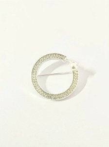 Broche Perola c/Strass 4cm NIQUEL