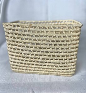 Cesto de Palha Quadrado Alto 23x12x16cm