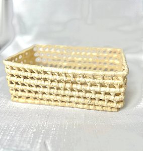 Cesto de Palha Quadrado Baixo 20x12x6cm