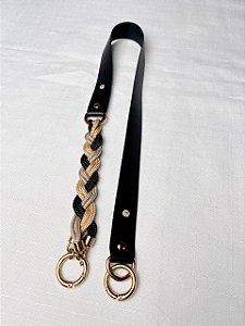 Alça de Ombro Corda Trançado 70cm - Preto/Dourado