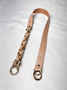Alça de Ombro Corda Trançado 70cm - Caramelo Claro/Dourado