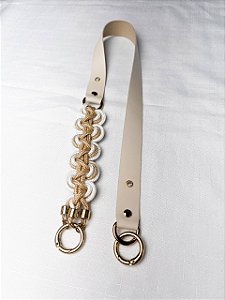 Alça de Ombro Corda Ondas 70cm - Bege/Dourado