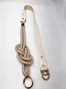 Alça de Ombro Corda Infinito 80cm - Bege/Dourado