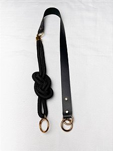 Alça de Ombro Corda Infinito 80cm - Preto/Dourado