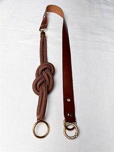 Alça de Ombro Corda Infinito 80cm - Marrom/Dourado