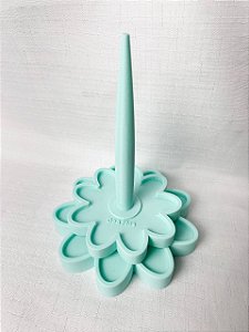 Porta Fio Giratório Flor Relevo - Verde Água