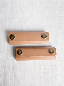Apoio de Mão p/ Alça Couro Legítimo 3,5x10cm - Caramelo Claro/Ouro Velho