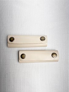 Apoio de Mão p/ Alça Couro Legítimo 3,5x10cm - Bege/Ouro Velho