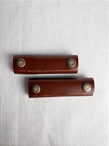 Apoio de Mão p/ Alça Couro Legítimo 3,5x10cm - Marrom/Ouro Velho