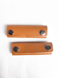 Apoio de Mão p/ Alça Couro Legítimo 3,5x10cm - Caramelo Escuro/Ônix