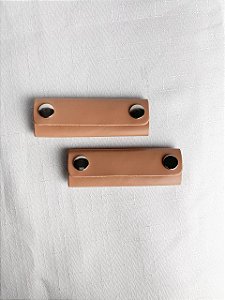 Apoio de Mão p/ Alça Couro Legítimo 3,5x10cm - Caramelo Claro/Niquel