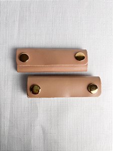 Apoio de Mão p/ Alça Couro Legítimo 3,5x10cm - Caramelo Claro/Dourado
