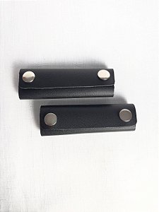 Apoio de Mão p/ Alça Couro Legítimo 3,5x10cm - Preto/Niquel