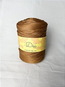 Fio Néctar 5mm - 500g-200m - Poliester - Mocaccino Lurex Dourado