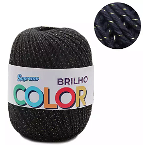 Barbante SUPREMO Color Brilho 452m 400g nº6 - Preto/Ouro
