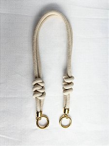 Alça Midi Corda Nó Triplo - 60cm - Areia  / Dourado