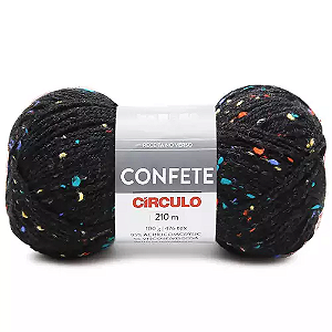 Fio/Lã Confete Circulo - 0940 Preto