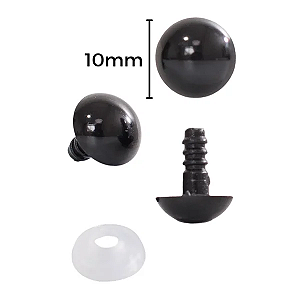 Olho Amigurumi 10mm Preto Unidade