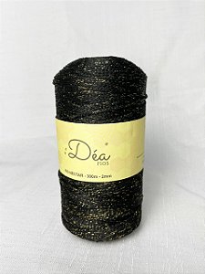 Fio Néctar 2mm - 300g-350m - Poliéster - Cor:Preto Lurex Dourado