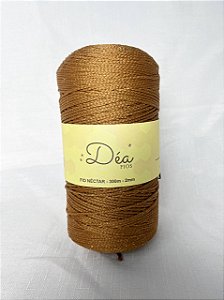 Fio Néctar 2mm - 300g-350m - Poliéster - Cor:Mocaccino Lurex Dourado