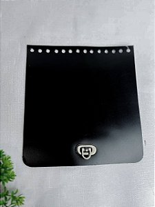 Aba Retangular 18x19cm Couro - Preto e Ônix