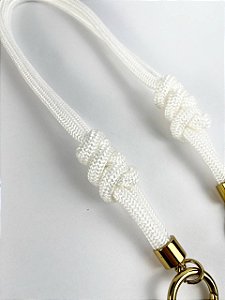 Alça Midi Corda Déa Fios Nó Triplo - 60cm - Branca/Dourado