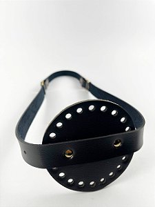 Porta Vinho Simples 10x35cm Couro Déa Fios Preto/Dourado