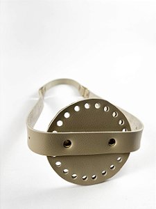 Porta Vinho Simples 10x35cm Couro Déa Fios Bege/Dourado