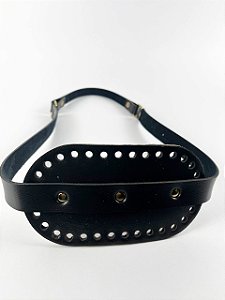 Porta Vinho Duplo 17x35cm Couro Déa Fios Preto/Dourado