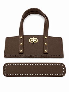 Kit Office Sintético Montana 28x11cm Base 6x30cm Déa Fios Marrom/Dourado