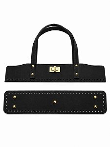 Kit Office Sintético Montana 40x7cm  Base 8x40cm Déa Fios Preto/Dourado