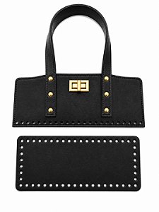 Kit Office Sintético Montana 28x11cm Base 10x25cm Déa Fios Preto/Dourado