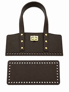 Kit Office Sintético Montana 28x11cm Base 10x25cm Déa Fios Marrom/Dourado