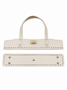 Kit Office Sintético Montana 40x7cm  Base 8x40cm Déa Fios Bege/Dourado