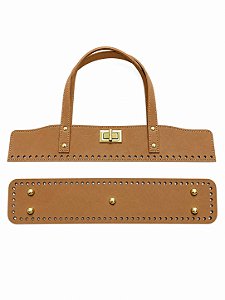 Kit Office Sintético Montana 40x7cm  Base 8x40cm Déa Fios Caramelo Escuro/Dourado