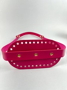 Porta Vinho Duplo 17x35cm Couro Déa Fios Cor: Pink/Dourado