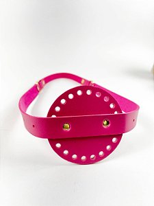 Porta Vinho Simples 10x35cm Couro Déa Fios Cor:Pink/Dourado