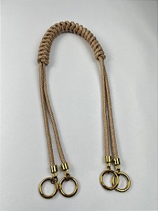 Alça de Ombro Corda Déa Fios Ponta Dupla 70cm Champagne Escuro/Dourado